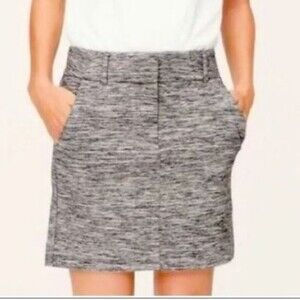 ANN TAYLOR LOFT Size 8 Gray Heather Cotton Blend Stretch Mini Skirt Simone Work